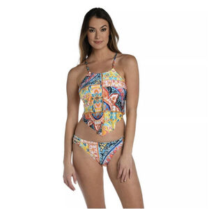 La Blanca Halter Handkerchief Tankini Swimsuit Sz 12 Two Piece Beach Resortwear